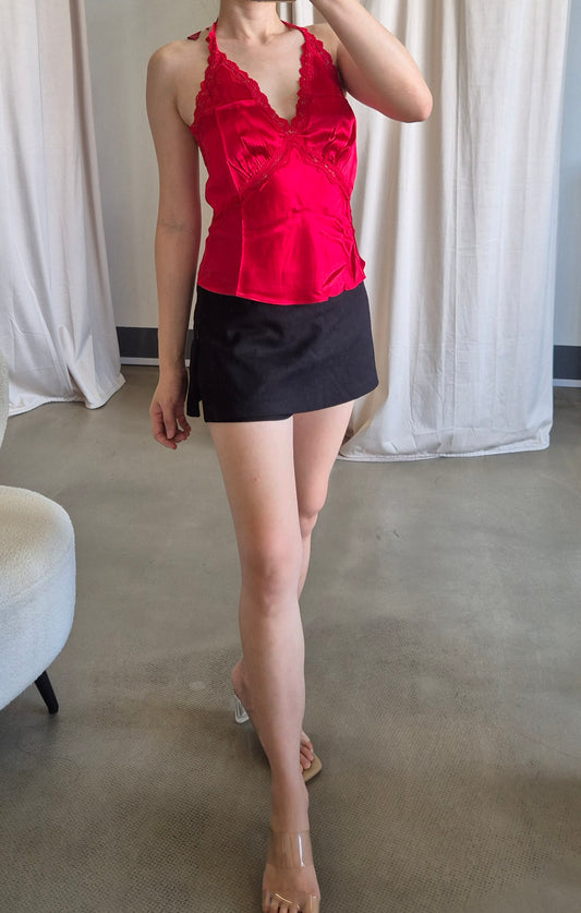 ref Monica silk halter top lace insert