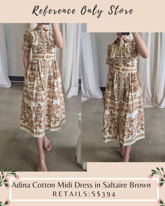 CC Adina cotton midi dress in saltaire brown