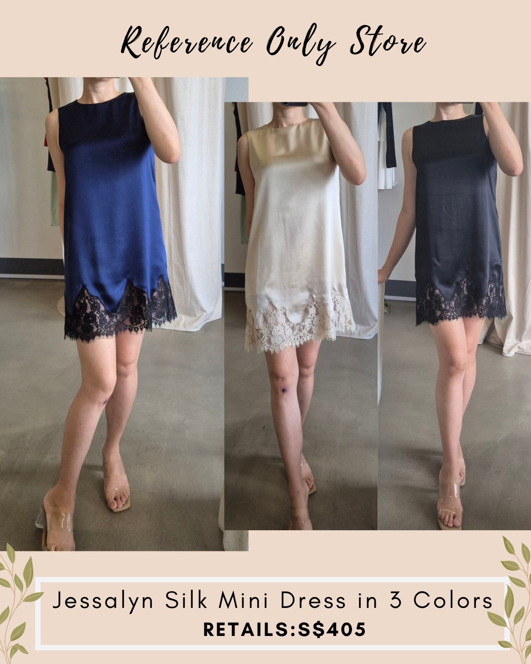 Ref Jessalyn silk mini dress lace details