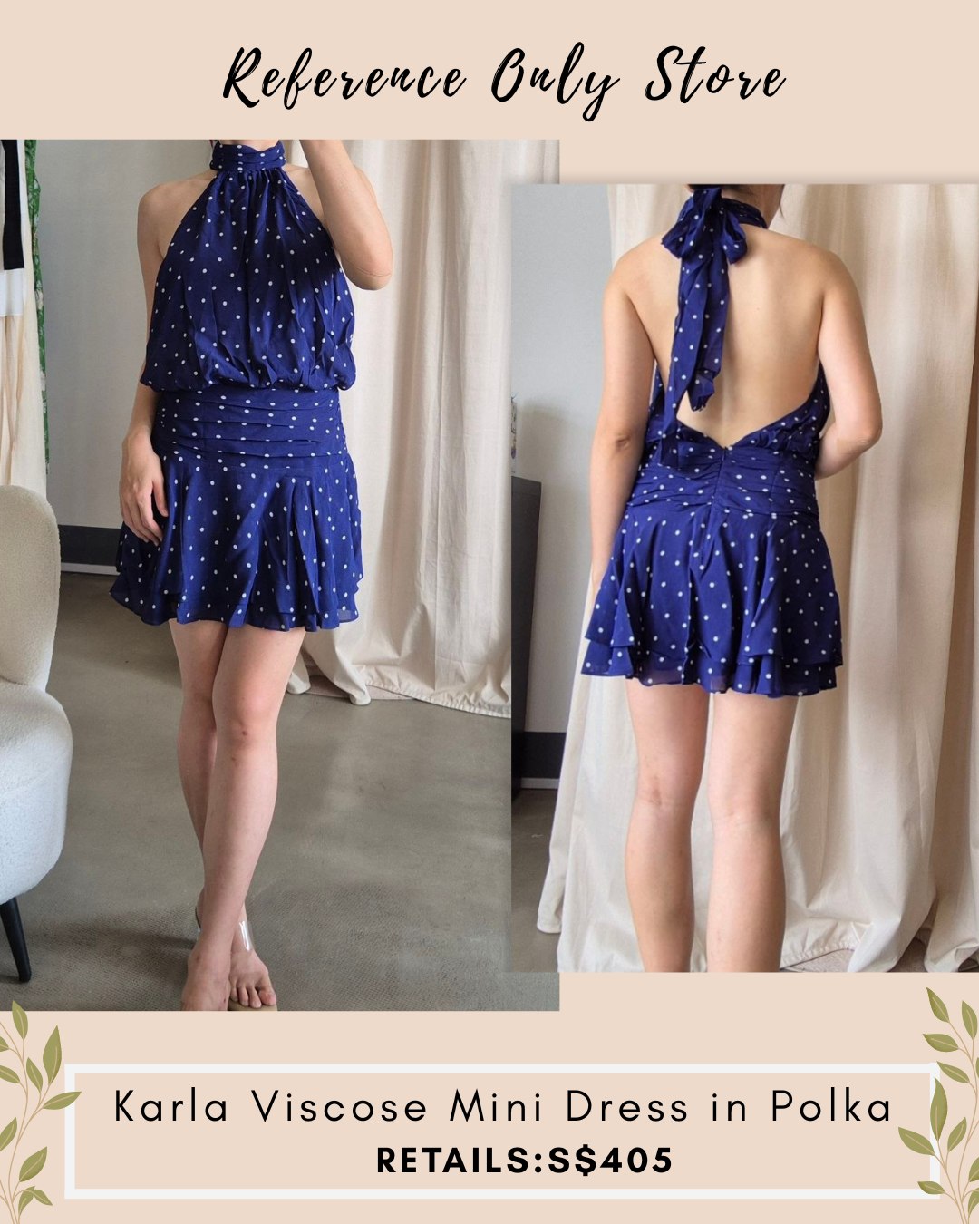 Ref Karla polka navy mini dress