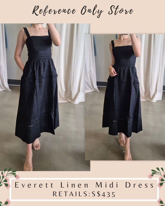 Ref Everett linen midi dress in black