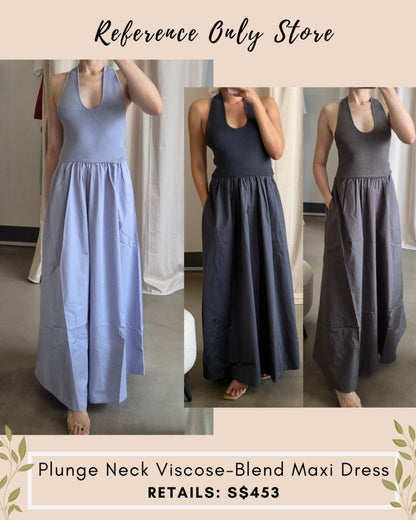 New color! SA Plunge Neck viscose blend maxi dress