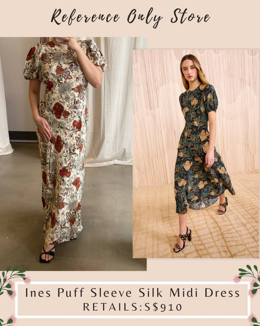 UJ Ines Silk puff sleeve midi dress