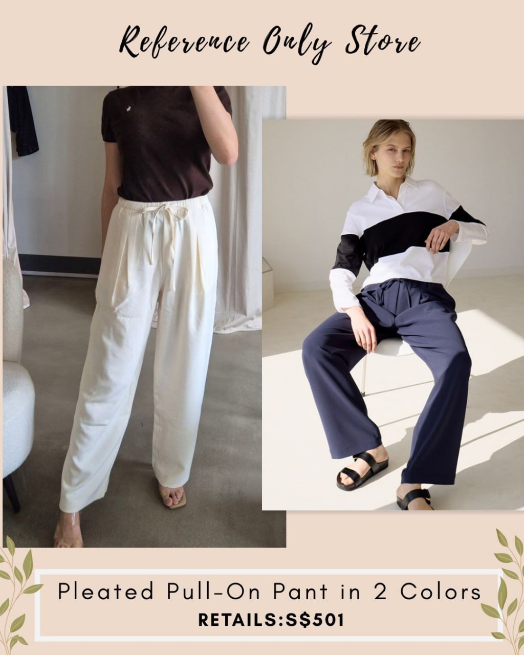 TH Pleated pull on pant in 2 colors