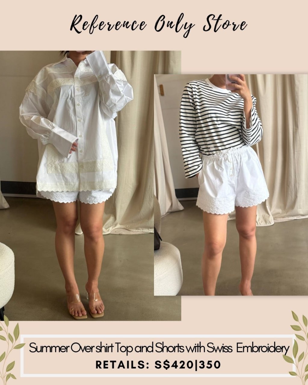 HS Summer Over shirt Top and shorts with Swiss embroidery