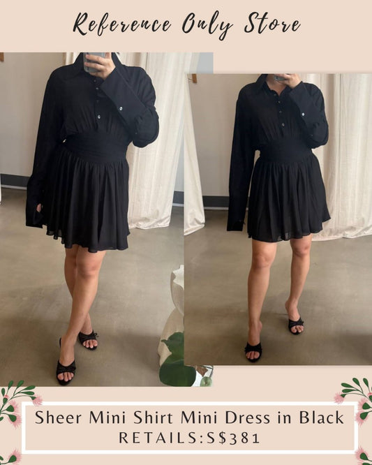 HS Sheer mini shirt dress in black