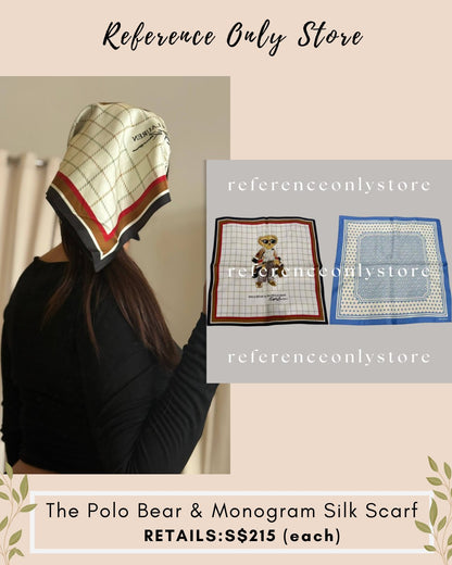 RL 100% the polo bear / monogram silk square scarf
