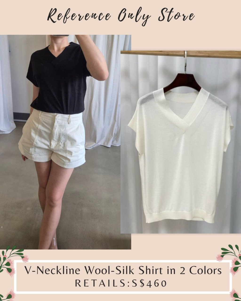 FF V neckline Wool silk shirt in 2 colors
