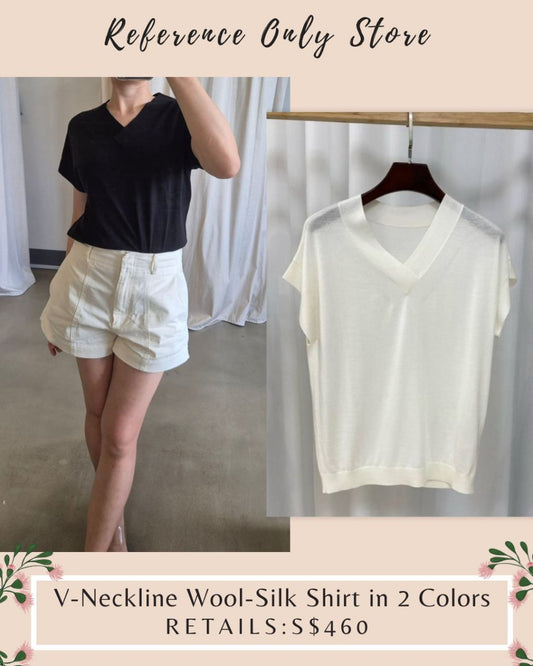 FF V neckline Wool silk shirt in 2 colors