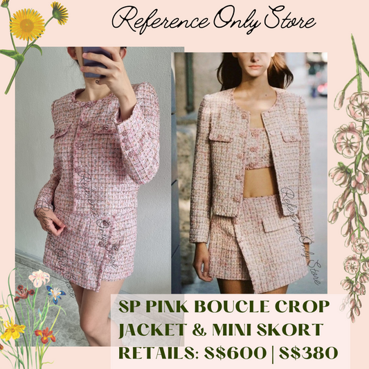 Sp Pink Boucle Crop Jacket | Shorts