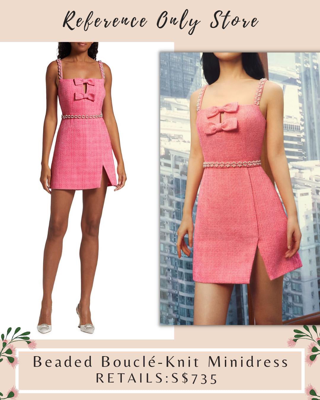 SP Pink Beaded Boucle Knit Mini Dress