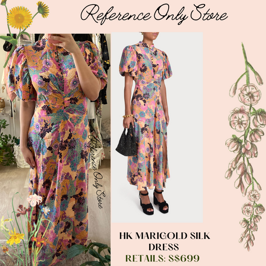 HK Marigold Cheongsam Inspired Silk Dress