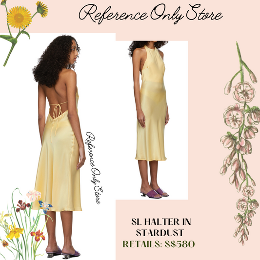 Sl silk halter in stardust yellow dress