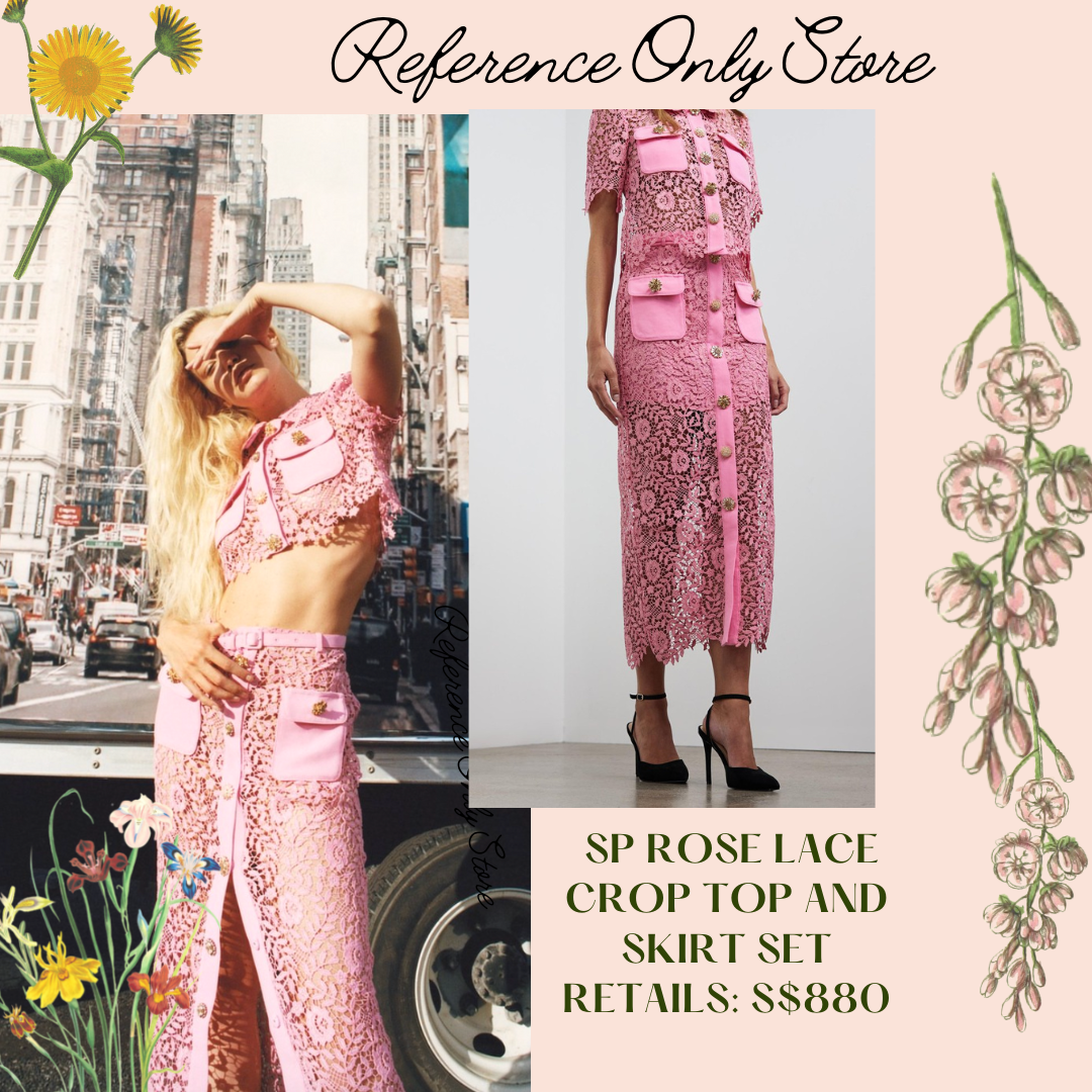 SP Rose pink lace crop top | Skirt set