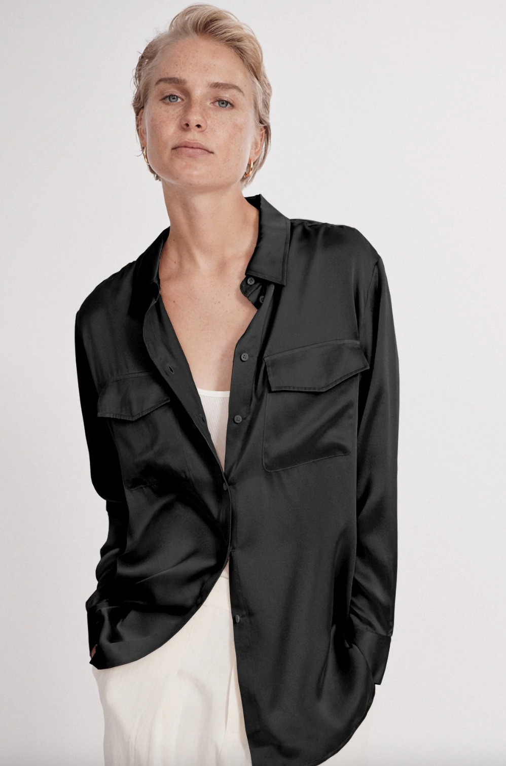 SL Boyfriend Shirt Top in Black