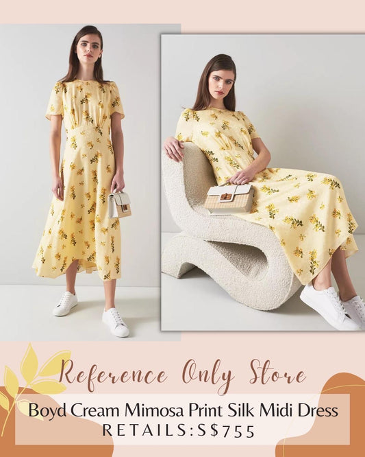LKB Boyd Cream Mimosa Silk Midi Yellow Dress