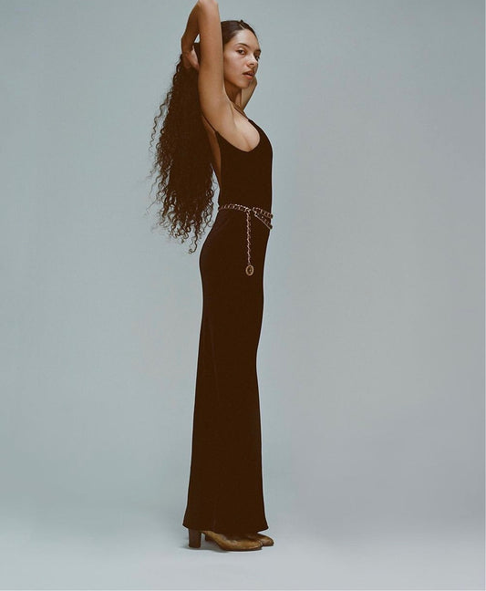 RP The Rachel Velvet silk Blend Black Slip Dress