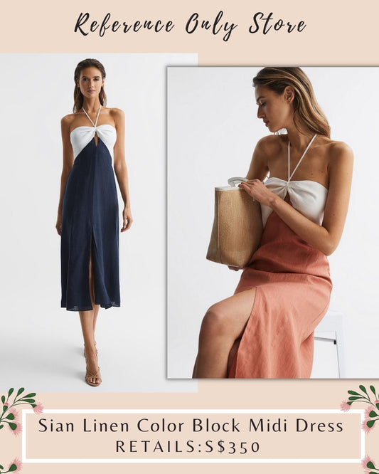 Rs Sian Linen Color Block Midi Dress