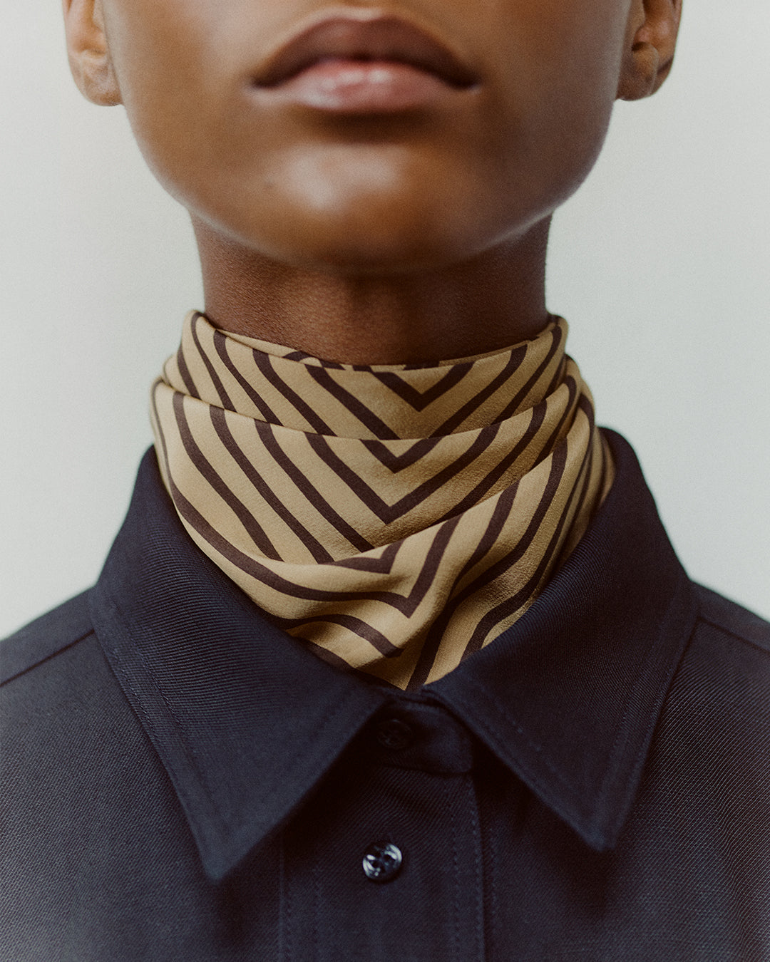 Black Monogram stripe-print silk scarf, Toteme