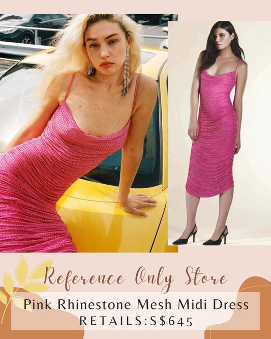 Sp Pink Rhinestone Mesh Midi Dress