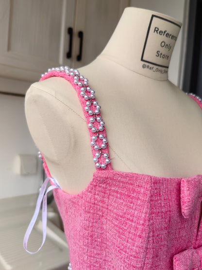 SP Pink Beaded Boucle Knit Mini Dress
