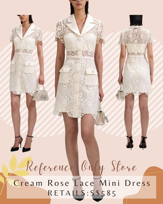 Sp Cream Rose Lace Mini Dress