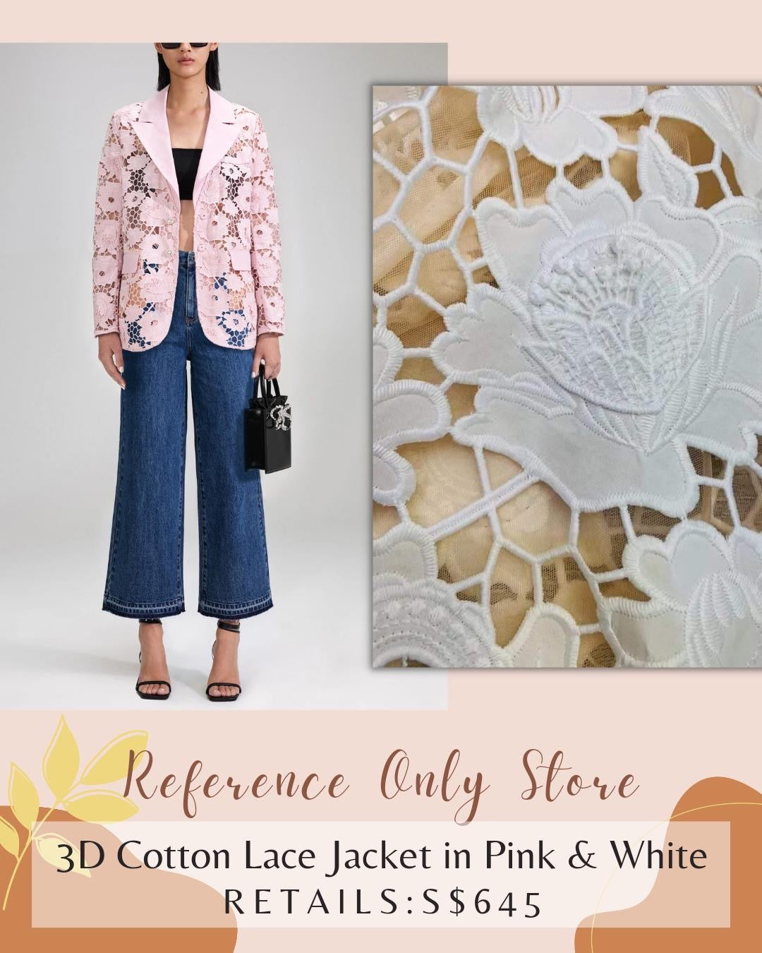 SP Cotton lace 3D Jacket Blazer in Pink and Ivory White